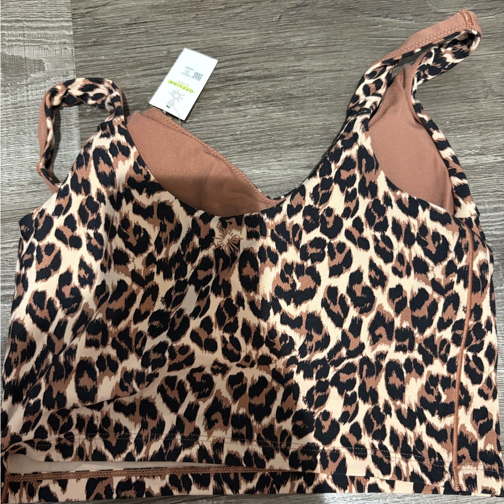 Leopard Print Crop Tank Top - Brown/Cream - Picture 3 of 3